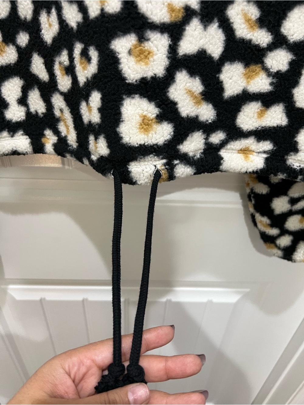 wild fable Fuzzy Leopard Hoodie in Black, White & Mustard - Picture 2 of 5